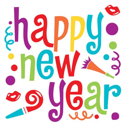 Colorful Happy New Year Temporary Tattoo 2 in x 2 in