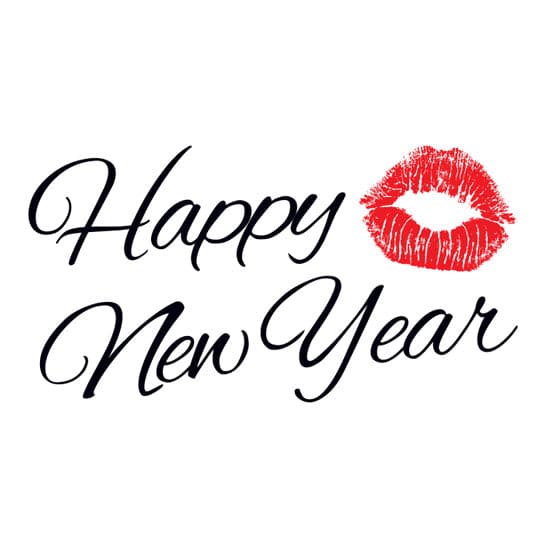 Happy New Year Smooch Temporary Tattoo 2.5 in x 2 in