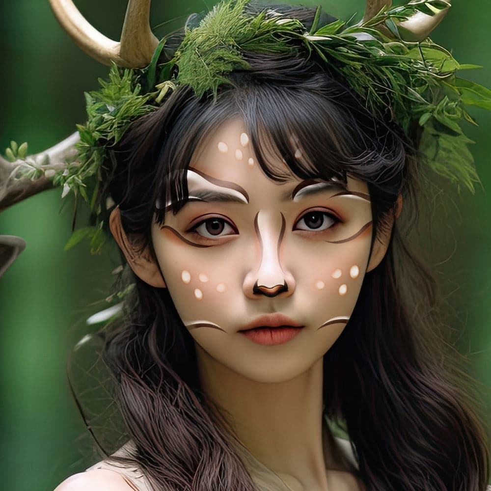 Deer Costume Face Temporary Tattoo 6 in x 5.25 in