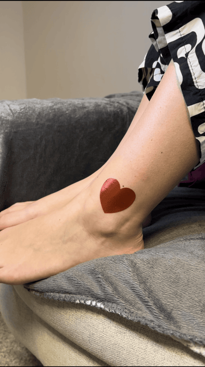 Red Metallic Heart Temporary Tattoo