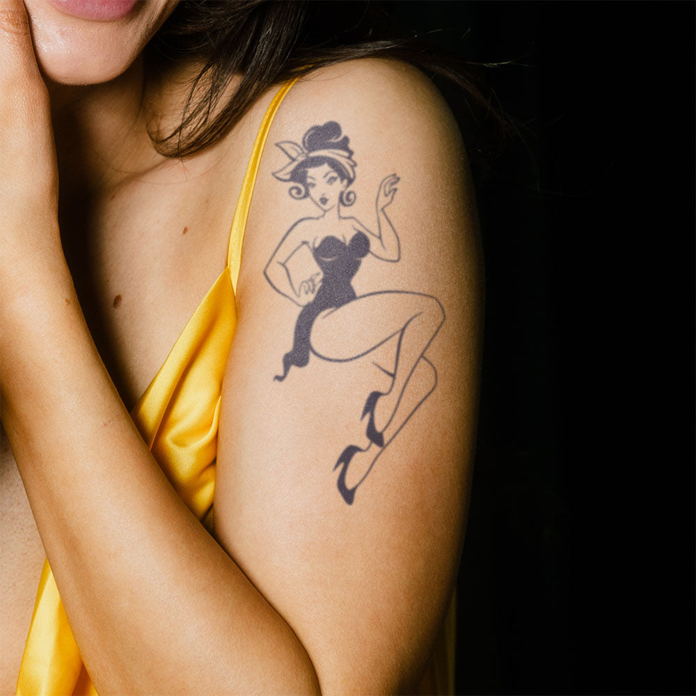 Pin Up Girl Semi-Permanent Tattoo 4 in x 6 in