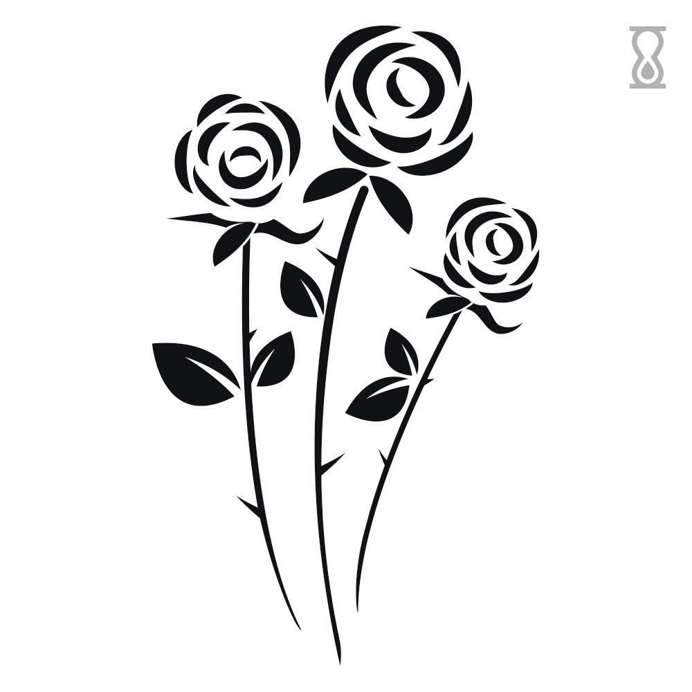 Three Rose Buds Semi-Permanent Tattoo 1.5 in x 2 in