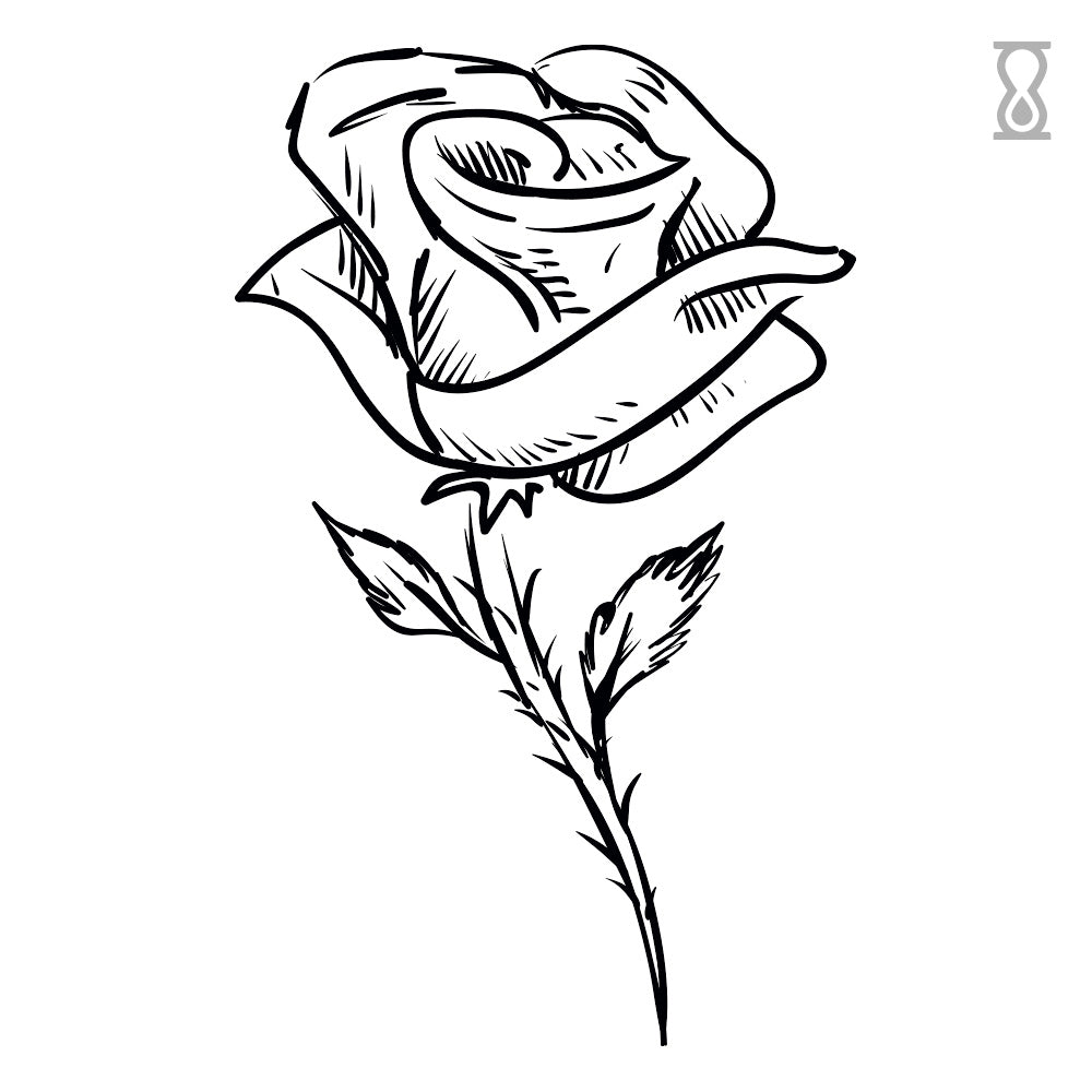 Rose Semi-Permanent Tattoo 1.5 in x 2 in