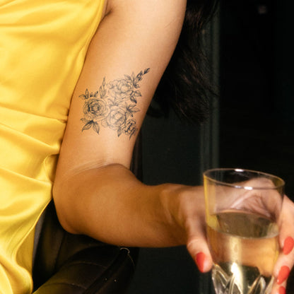 Peony Floral Semi-Permanent Tattoo 3 in x 3 in