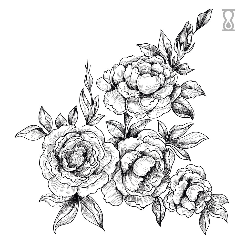 Peony Floral Semi-Permanent Tattoo 3 in x 3 in