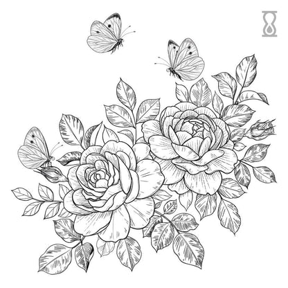 Large Butterfly Floral Semi-Permanent Tattoo 4 in x 4 in