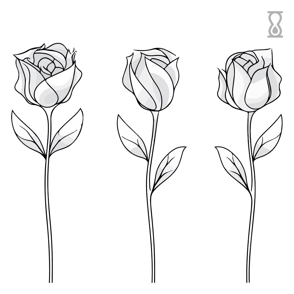 Rose Trio Semi-Permanent Tattoo 2 in x 2 in