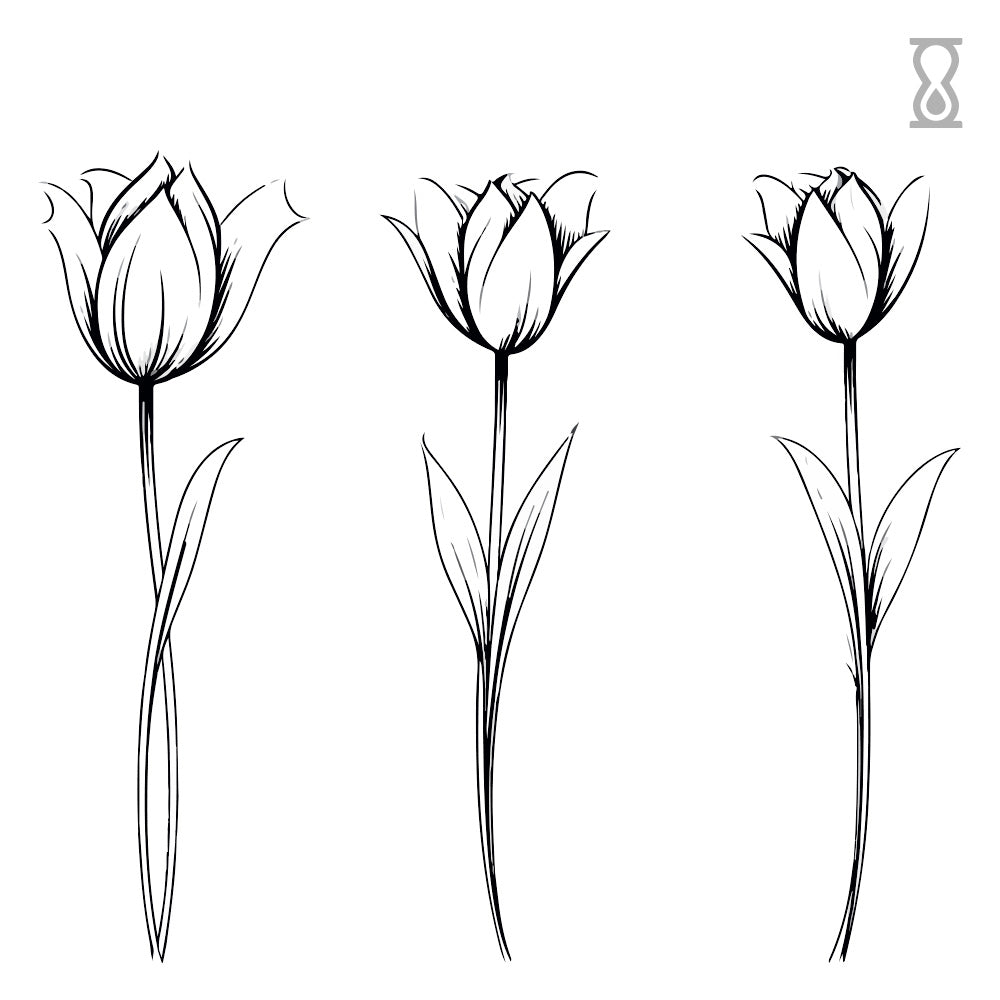 Trio Tulip Semi-Permanent Tattoo 2 in x 2 in