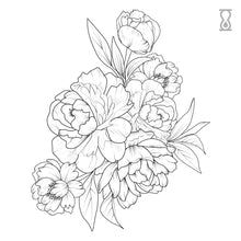 Large Peony Floral Semi-Permanent Tattoo 3 in x 3 in