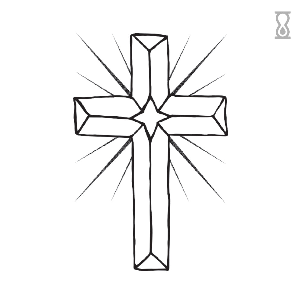 Beaming Cross Semi-Permanent Tattoo 1.5 in x 2 in