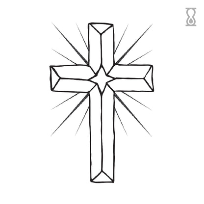 Beaming Cross Semi-Permanent Tattoo 1.5 in x 2 in