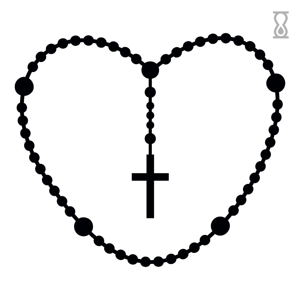 Rosary Heart Semi-Permanent Tattoo 2 in x 2 in