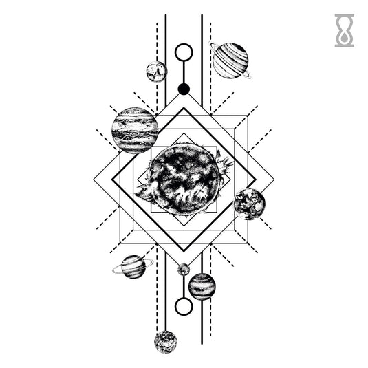 Solar System Semi-Permanent Tattoo 4 in x 4 in