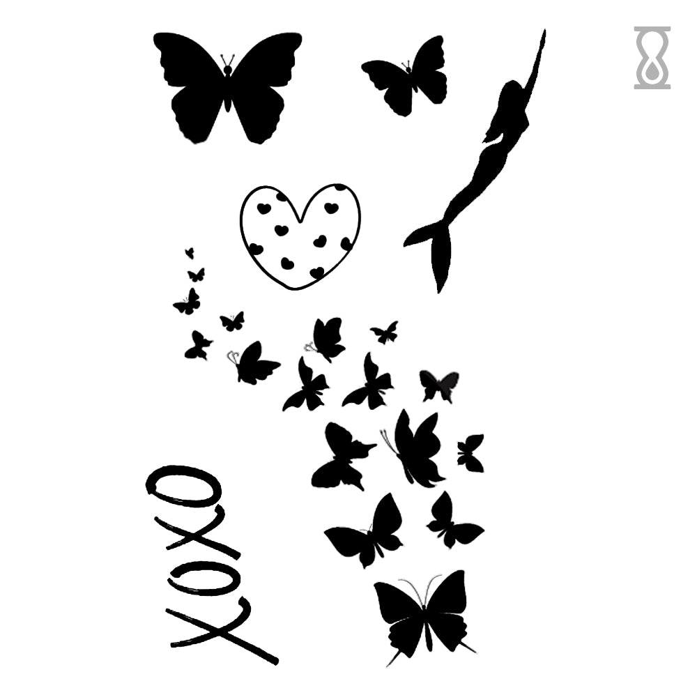 Tiny Tattoos Butterfly Love Semi-Permanent Tattoo 2 in x 3 in