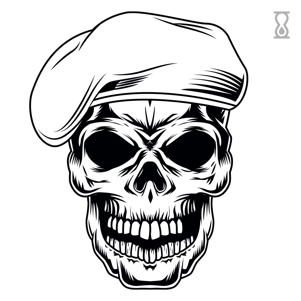 Skull Beret Semi-Permanent Tattoo 4 in x 6 in