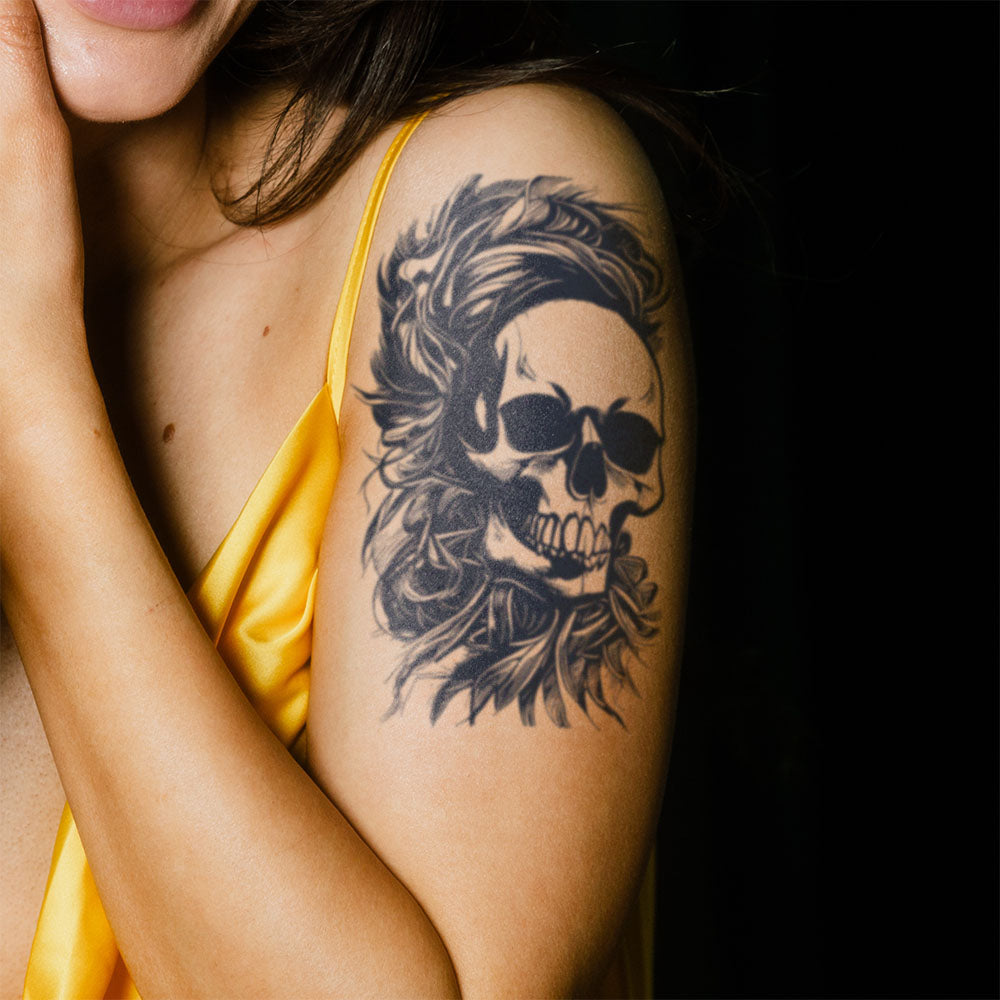 Skull Sleeve Semi-Permanent Tattoo 4 in x 6 in