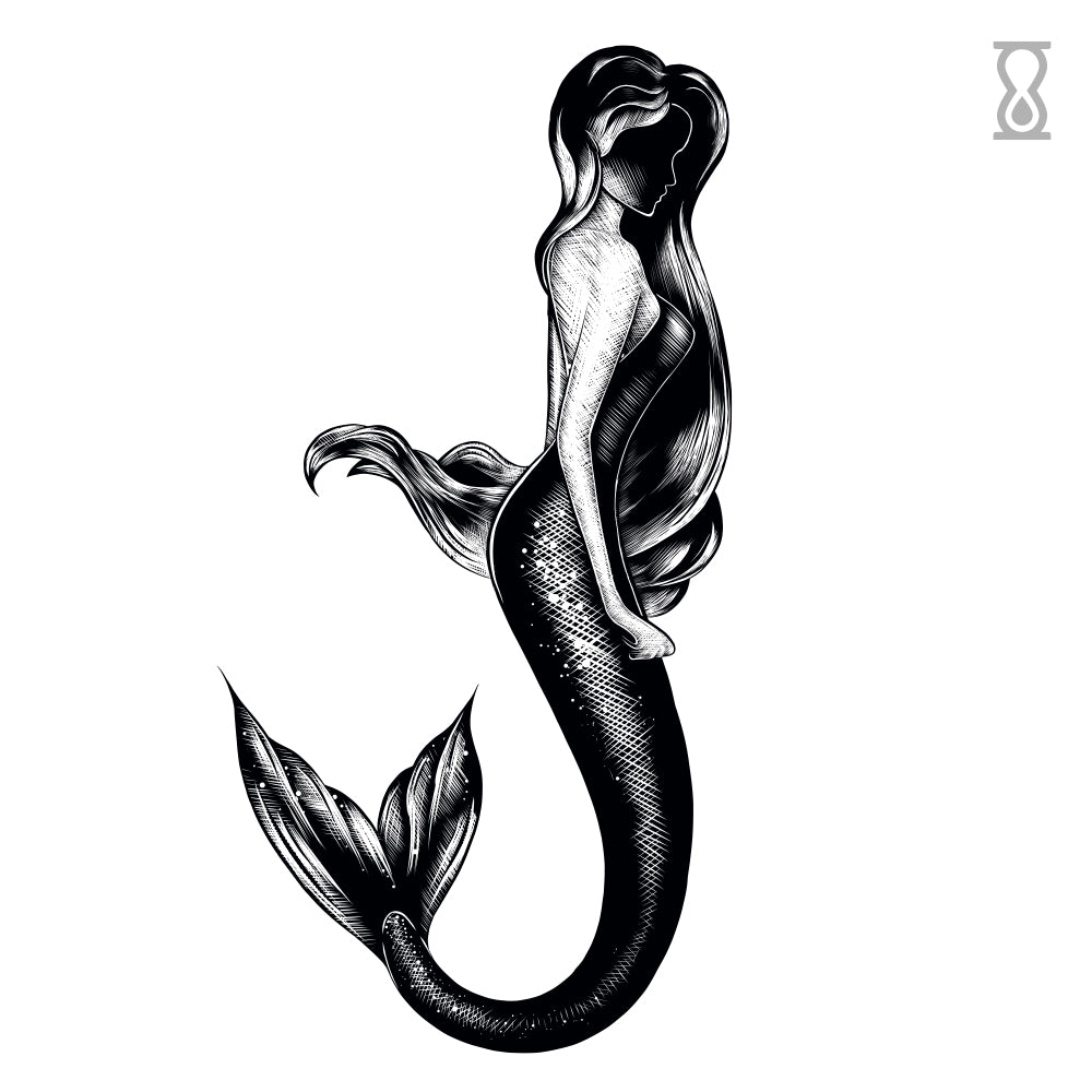 Mermaid Sleeve Semi-Permanent Tattoo 4 in x 6 in