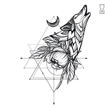Geometric Wolf Semi-Permanent Tattoo 2 in x 3 in