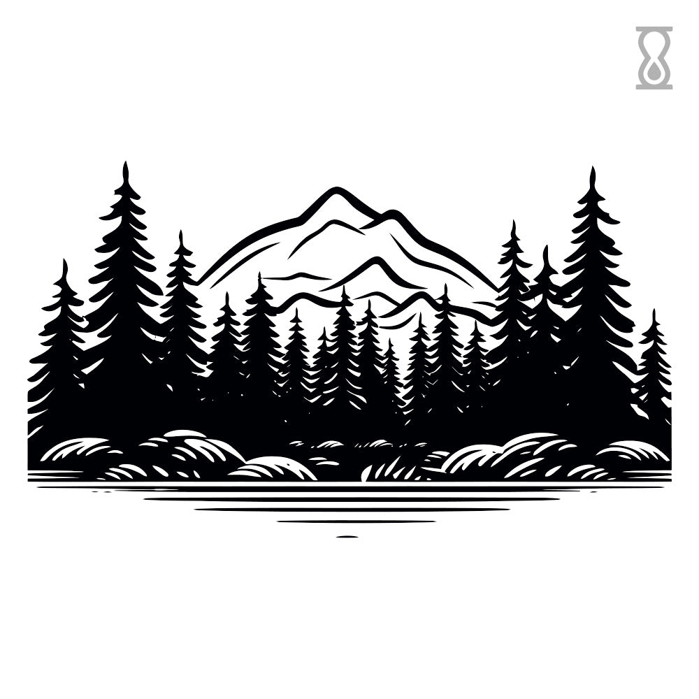 Trees and Mountain Semi-Permanent Tattoo 2 in x 4 in