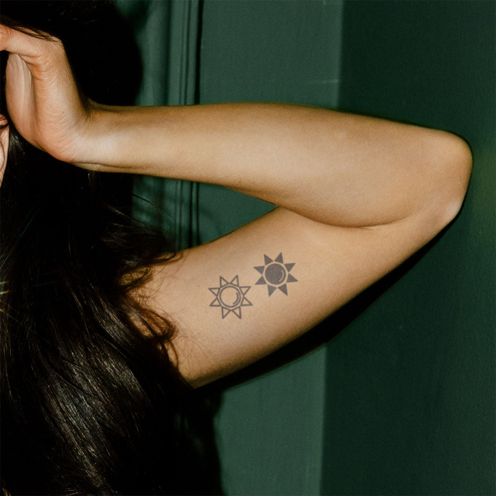 Light and Dark Sun Semi-Permanent Tattoo 2 in x 3 in