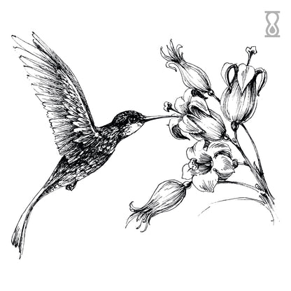 Hummingbird Flower Semi-Permanent Tattoo 4 in x 4 in