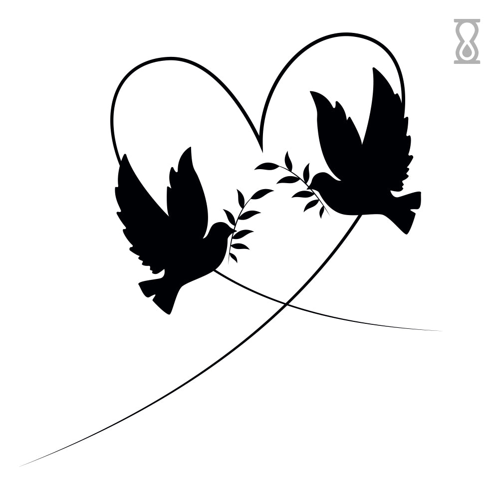 Love Birds with Heart Semi-Permanent Tattoo 2 in x 2 in