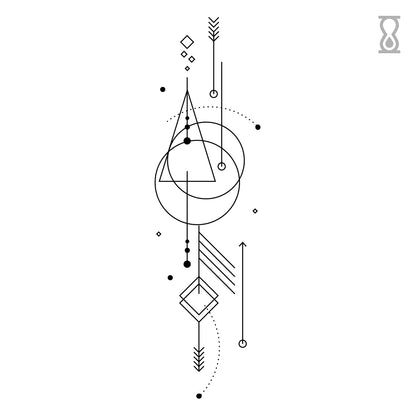 Geometric Sleeve Semi-Permanent Tattoo 1.5 in x 3 in