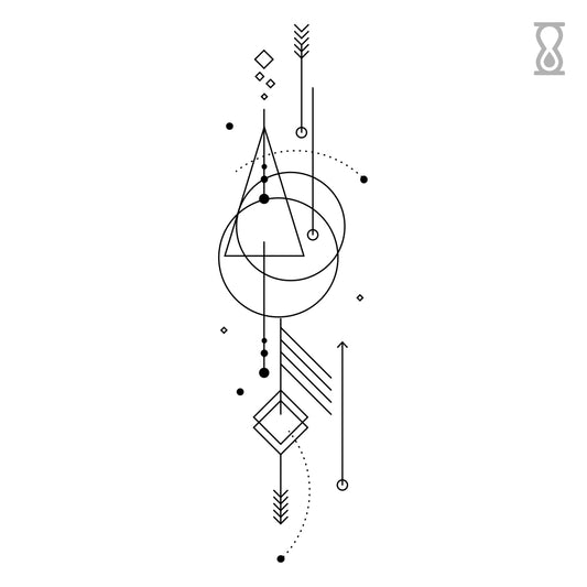 Geometric Sleeve Semi-Permanent Tattoo 1.5 in x 3 in