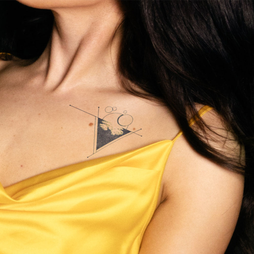 Triangle Moon Ocean Semi-Permanent Tattoo 3 in x 3 in
