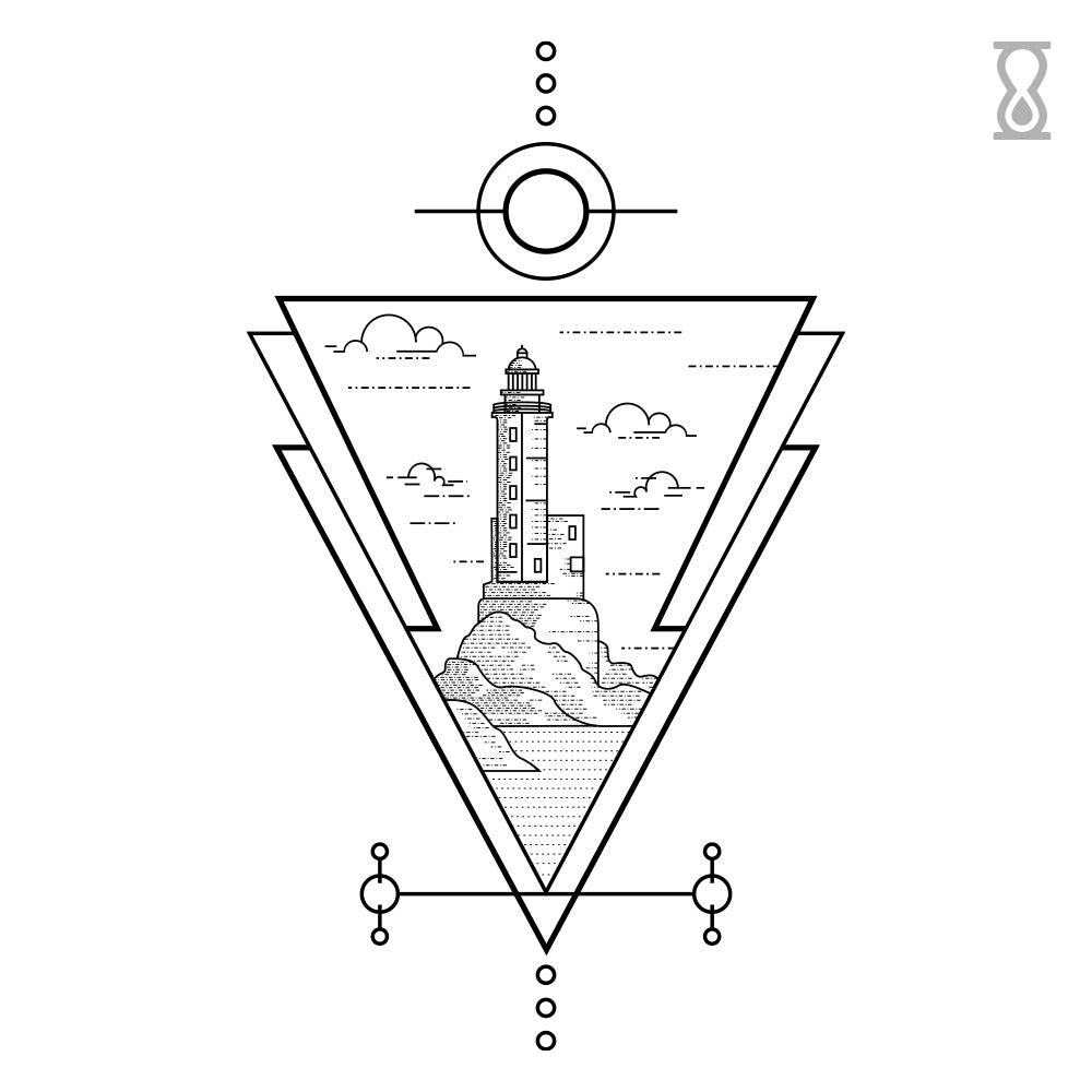 Triangle Lighthouse Ocean Semi-Permanent Tattoo 2 in x 3 in