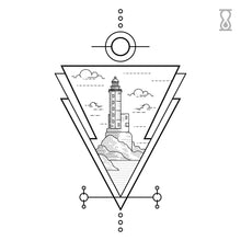 Triangle Lighthouse Ocean Semi-Permanent Tattoo 2 in x 3 in