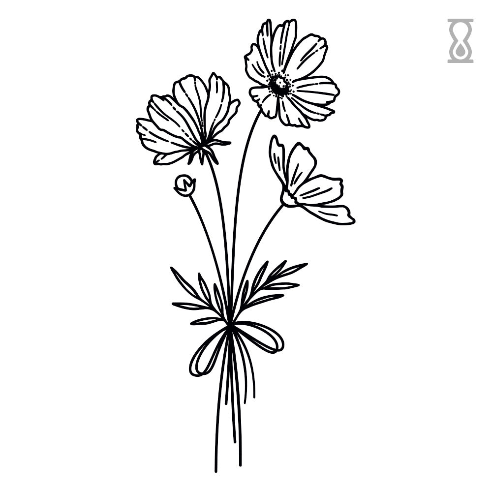 Wild Poppy Flower Semi-Permanent Tattoo 1.5 in x 3 in