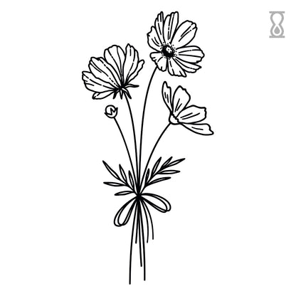 Wild Poppy Flower Semi-Permanent Tattoo 1.5 in x 3 in