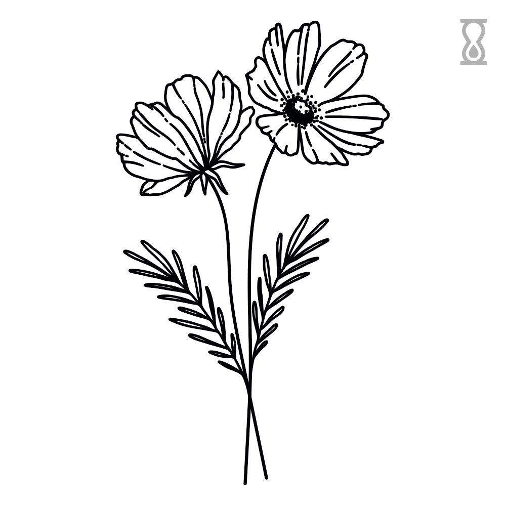 Two Poppy Wildflowers Semi-Permanent Tattoo 1.5 in x 3 in
