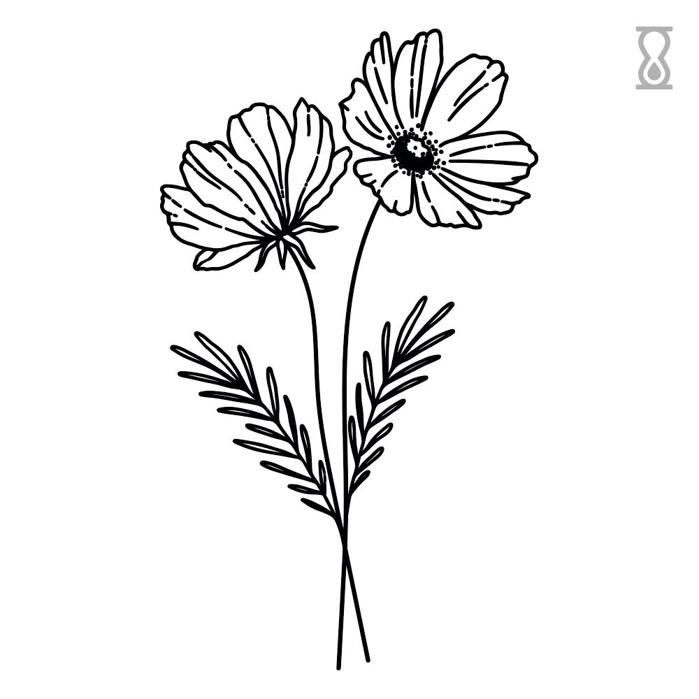 Two Poppy Wildflowers Semi-Permanent Tattoo