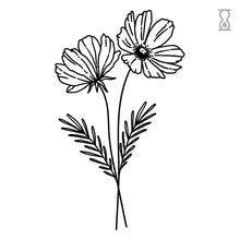Two Poppy Wildflowers Semi-Permanent Tattoo 1.5 in x 3 in