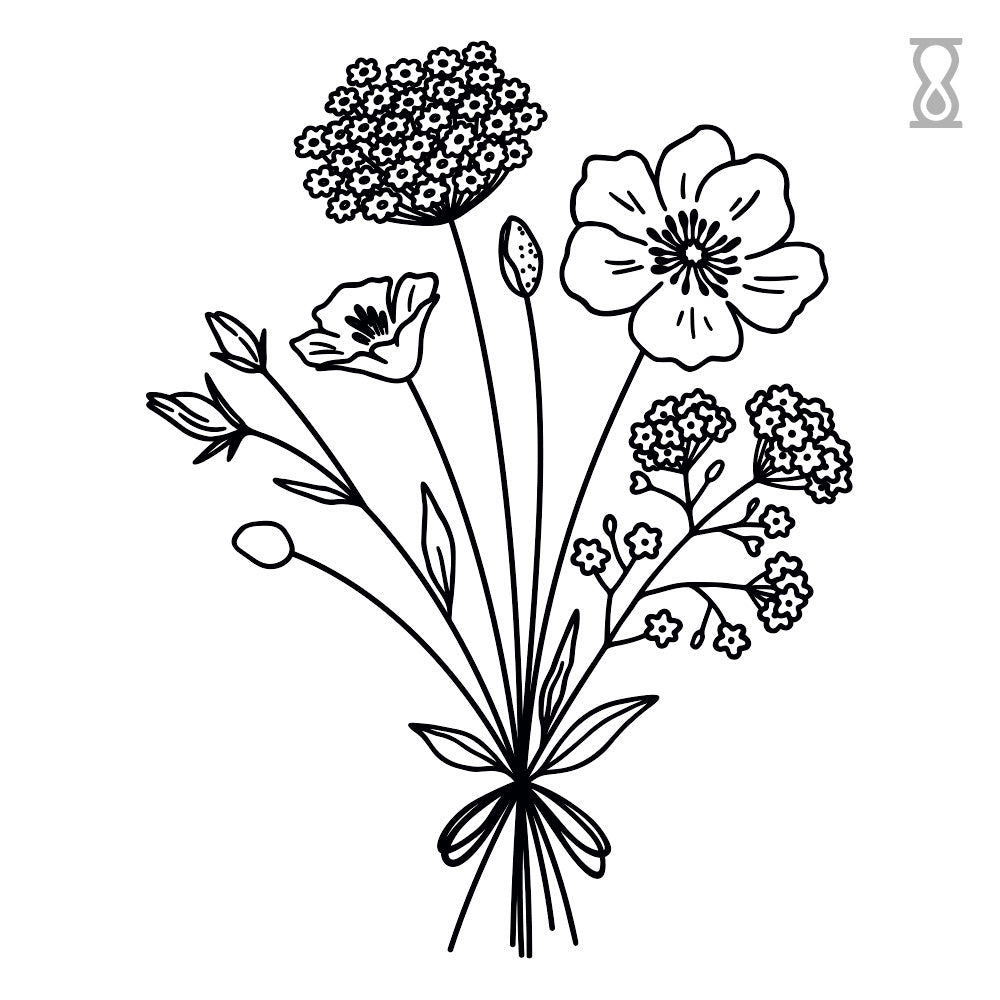 Mixed Wildflower Semi-Permanent Tattoo 1.5 in x 3 in