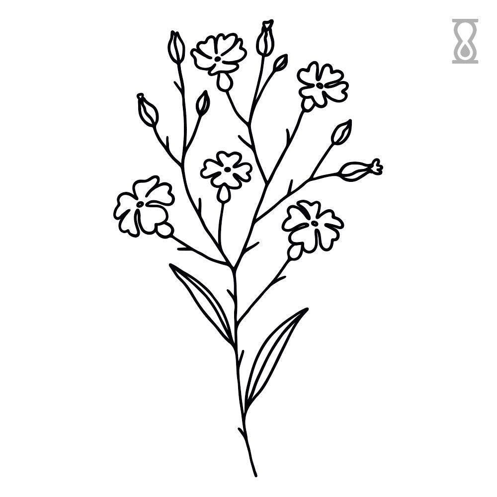 Carnation Flowers Semi-Permanent Tattoo 1.5 in x 3 in