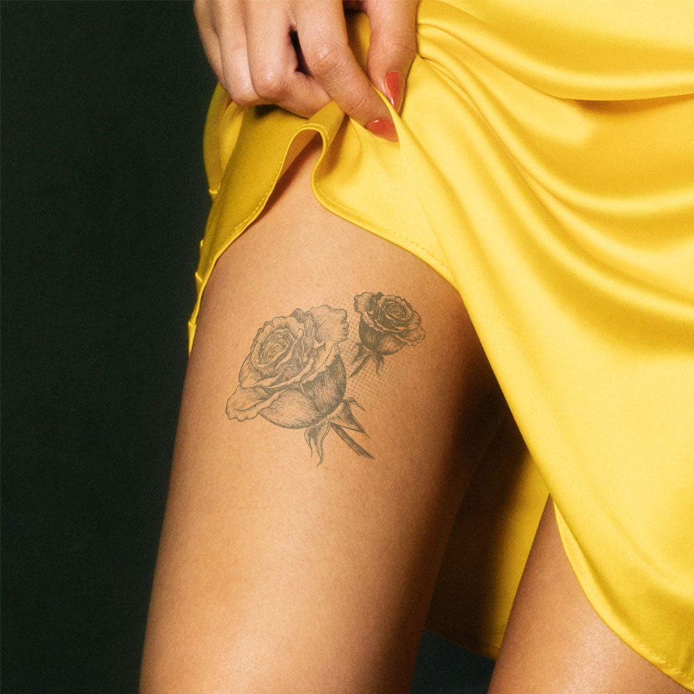 Sketch Roses Semi-Permanent Tattoo 3 in x 3 in