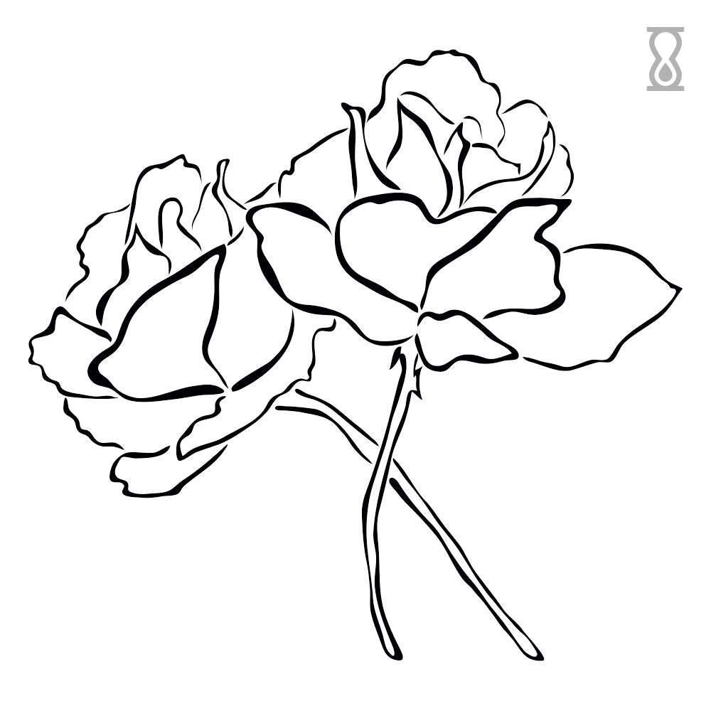 Line Roses Semi-Permanent Tattoo 4 in x 4 in
