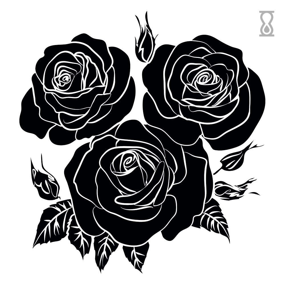 Three Black Roses Semi-Permanent Tattoo 2 in x 2 in