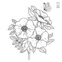 Butterfly Poppy Floral Semi-Permanent Tattoo 3 in x 3 in
