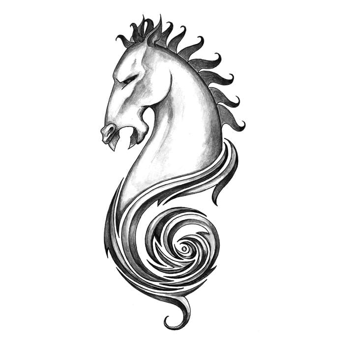 Iron Tribal Horse Temporary Tattoo 3.5 in x 2.5 in