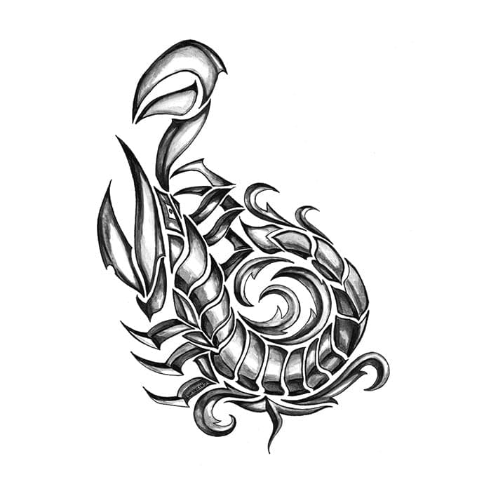 Iron Tribal Scorpion Temporary Tattoo 3.5 in x 2.5 in