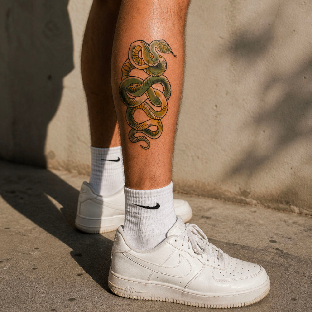 Infinity Snake Temporary Tattoo on Leg