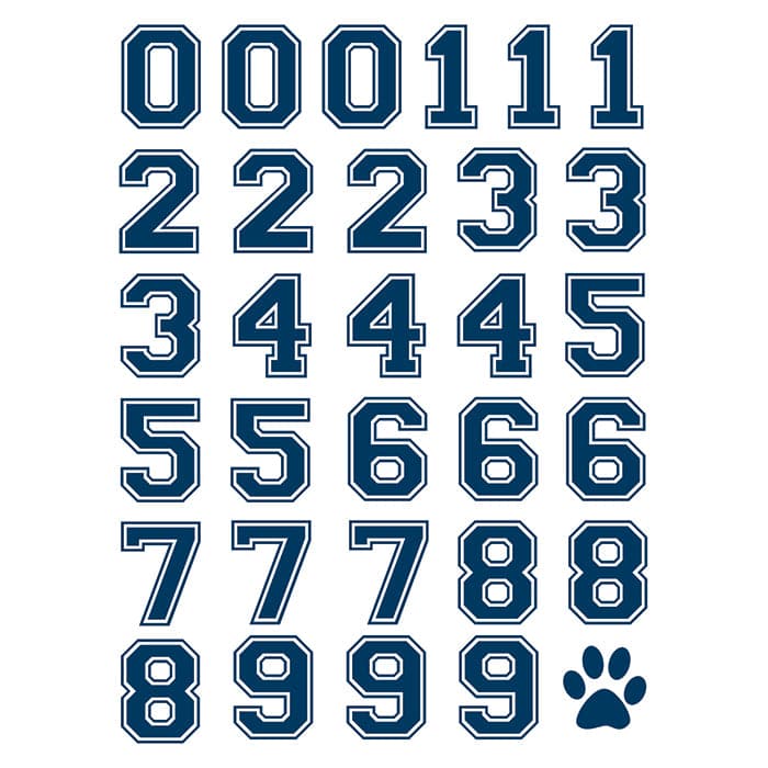 Navy Sports Numbering Temporary Tattoo 4.5 in x 6 in