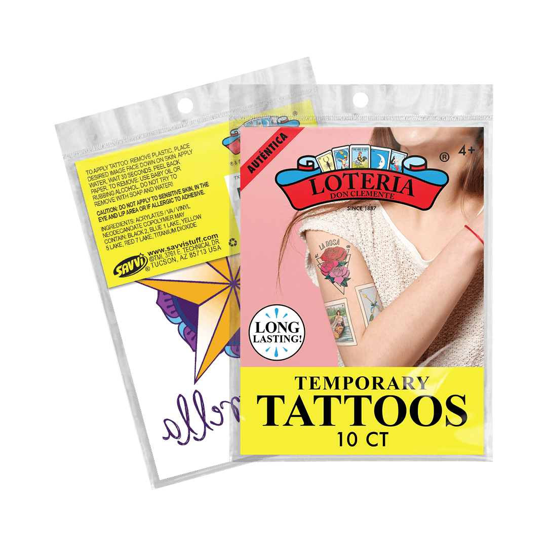 Loteria Hermosura Card Tattoos 10pc Variety Pack
