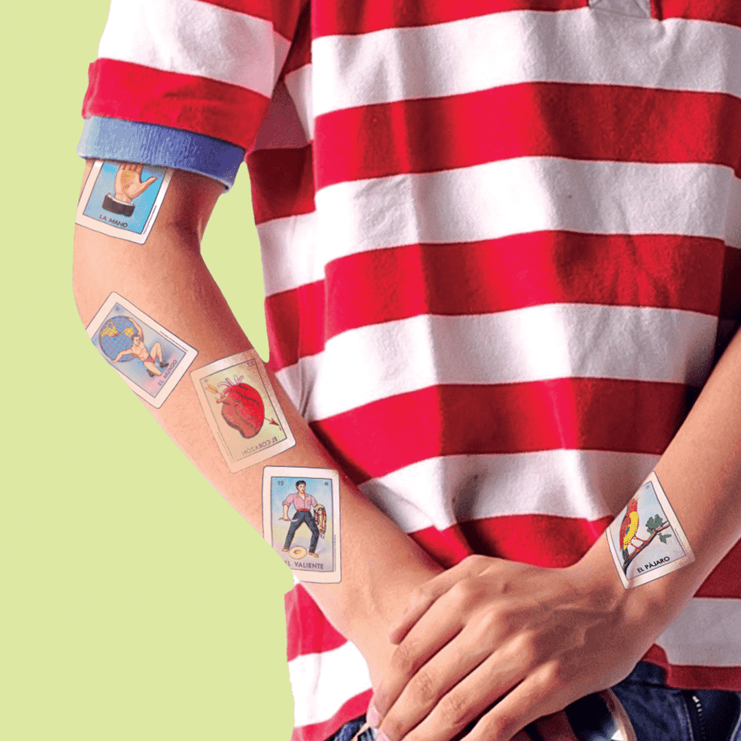 Loteria Muchachos Card Tattoos 10pc Variety Pack