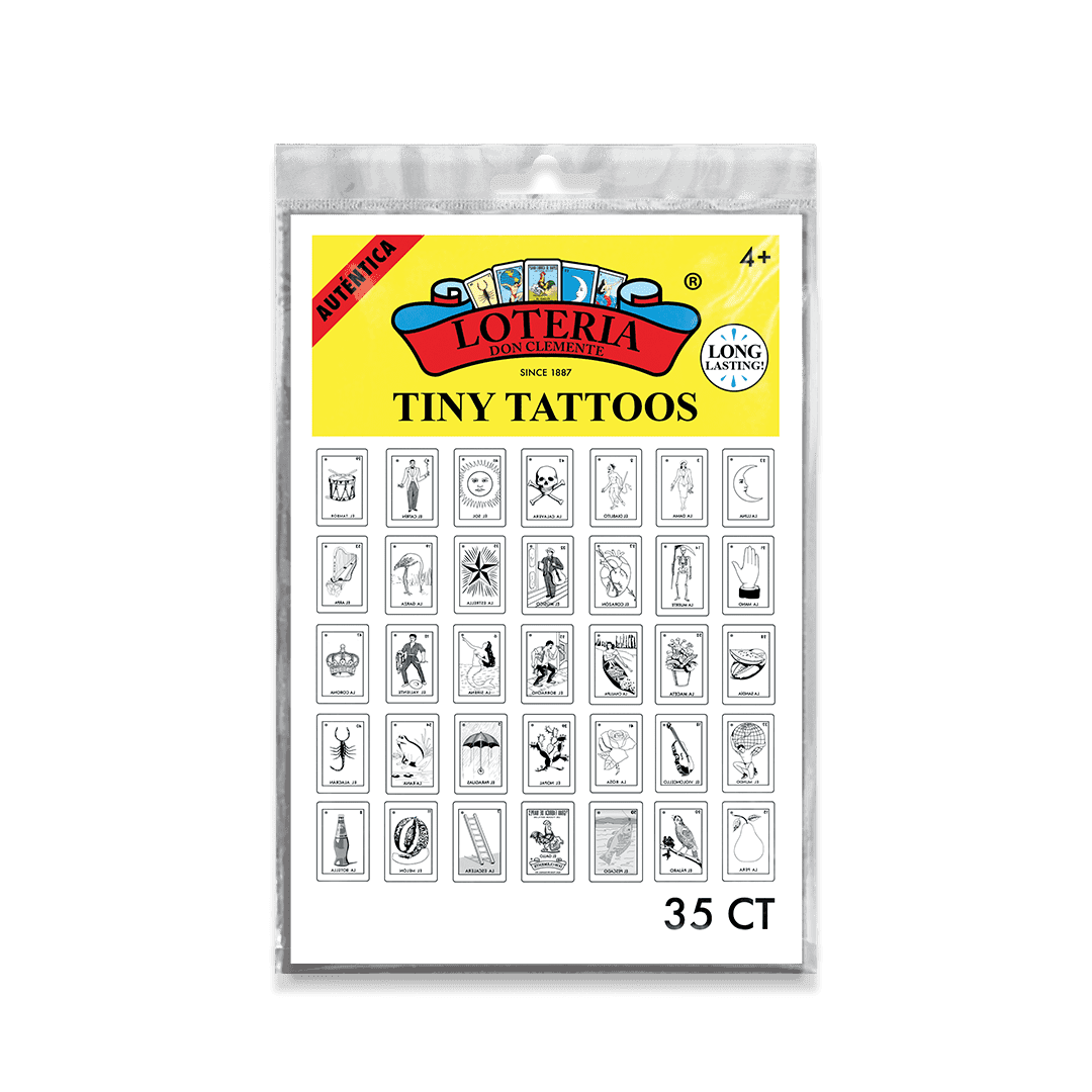 Loteria Black and White Game Card Tiny Tattoo 35pc Variety Pack