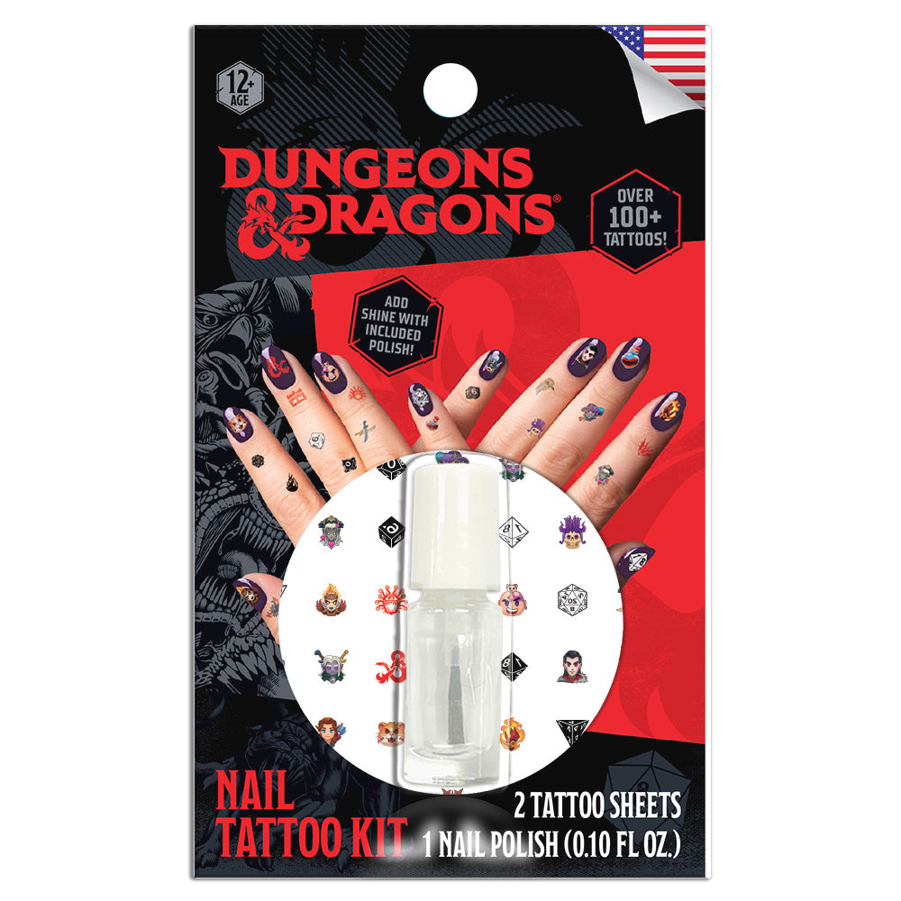 Dungeons & Dragons Nail Temporary Tattoos with Polish 100+ Tattoos Assortment